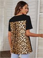 Свободная V-образная блуза с леопардовым принтом и короткими рукавами от Blooming Jelly 11251321