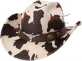 Gorglitter Женская ковбойская шляпа с принтом коровы, широкими полями и металлическими деталями, стиль для вечеринок 11310818