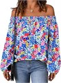 Летний лонгслив Kirundo с открытыми плечами для женщин 2025 – цветочная бохо-блузка для вечернего выхода 11280747