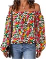 Летний лонгслив Kirundo с открытыми плечами для женщин 2025 – цветочная бохо-блузка для вечернего выхода 11280747