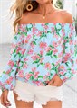 Летний лонгслив Kirundo с открытыми плечами для женщин 2025 – цветочная бохо-блузка для вечернего выхода 11280747