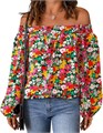 Летний лонгслив Kirundo с открытыми плечами для женщин 2025 – цветочная бохо-блузка для вечернего выхода 11280747