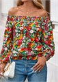 Летний лонгслив Kirundo с открытыми плечами для женщин 2025 – цветочная бохо-блузка для вечернего выхода 11280747