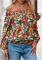 Летний лонгслив Kirundo с открытыми плечами для женщин 2025 – цветочная бохо-блузка для вечернего выхода 11280747