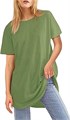 Fisoew Женская повседневная базовая футболка свободного кроя с круглым вырезом и короткими рукавами на лето 11253152