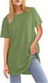 Fisoew Женская повседневная базовая футболка свободного кроя с круглым вырезом и короткими рукавами на лето 11253152