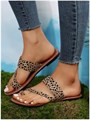 Женские летние сандалии Gorglitter с леопардовым принтом и открытым носком на плоской подошве для прогулок 11276242
