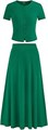 Prettygarden Женский летний комплект из 2-х частей: топ с коротким рукавом и макси-юбка, комфортный трикотаж 11279847