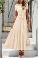 Prettygarden Женский летний комплект из 2-х частей: топ с коротким рукавом и макси-юбка, комфортный трикотаж 11279847
