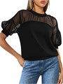 Женская летняя блузка PRETTYGARDEN 2025 года с кружевом и прозрачной сеткой, короткий рукав 11289898