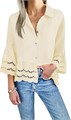 Женская повседневная блузка Cicy Bell с рукавами 3/4, на пуговицах и рифленым подолом 11245043