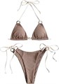 Женский купальник Zaful с треугольным верхом, ребристой тканью, завязками и танга-нижней частью 11309939