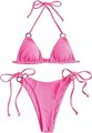 Женский купальник Zaful с треугольным верхом, ребристой тканью, завязками и танга-нижней частью 11309939