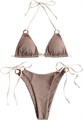Женский купальник Zaful с треугольным верхом, ребристой тканью, завязками и танга-нижней частью 11309939