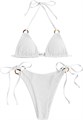 Женский купальник Zaful с треугольным верхом, ребристой тканью, завязками и танга-нижней частью 11309939
