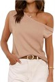 Женская летняя майка Cicy Bell с открытым плечом и свободным силуэтом из рибаны для повседневного стиля 11281646