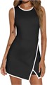 Спортивное платье Fisoew для тренировок с встроенным бюстгальтером и карманами, без рукавов, мини-платье 11297304
