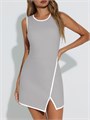 Спортивное платье Fisoew для тренировок с встроенным бюстгальтером и карманами, без рукавов, мини-платье 11297304