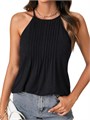 Летний топ LYANER без рукавов с воротом-холтером и складками из мягкой ткани с 76% полиэстера 11300498
