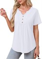 Женские летние футболки Wiholl с короткими рукавами и V-образным вырезом, расклешенные блузки для повседневного образа 11276221