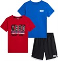 Aeropostale Набор активной одежды для мальчиков - 3 предмета: футболки с короткими рукавами и шорты-дельфины (размер 8-12) 11304302