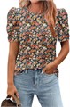 Стильная повседневная блуза с цветочным принтом и рукавами-рюшей для женщин от Zeagoo 11298366