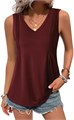 Женская майка Zeagoo с V-образным вырезом и свободным кроем, в летнем стиле, со складками, 95% полиэстер, 5% спандекс 11288233