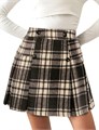 Мини-юбка с плетением и клетчатым узором от Kate Kasin, высокая талия и А-силуэт, для осенне-зимнего сезона 11279782
