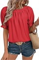 Женская блузка Evaless с открытыми плечами и короткими рукавами из 100% полиэстера, стильный повседневный топ 10023255
