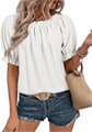 Женская блузка Evaless с открытыми плечами и короткими рукавами из 100% полиэстера, стильный повседневный топ 10023255