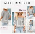 Женская блузка Evaless с открытыми плечами и короткими рукавами из 100% полиэстера, стильный повседневный топ 10023255