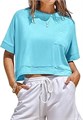 Женская футболка Fisoew оверсайз с коротким рукавом и карманами для комфорта на отдыхе 11270202