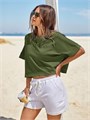 Женская футболка Fisoew оверсайз с коротким рукавом и карманами для комфорта на отдыхе 11270202