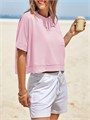 Женская футболка Fisoew оверсайз с коротким рукавом и карманами для комфорта на отдыхе 11270202