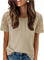 Женская футболка Zeagoo с кружевными рукавами, мягкая ткань: 76% полиэстер, 19% вискоза, 5% спандекс 11293758