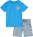 Летний комплект из футболки и шортов для маленьких мальчиков Volcom - 2 предмета из хлопка и денима (размеры 2T-7) 11290969