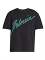 Футболка Balmain с текстурным логотипом, изготовленная из 100% хлопчатобумажной ткани в Португалии 11009233