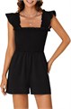 Кэжуальный женский летний комбинезон LYANER без рукавов с рюшами, открытой спиной и карманами 11308315