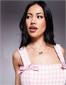 Букле-топ с открытой спиной и бантом ASOS LUXE в розовую клетку, регулярный фасон 11010784