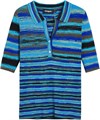 Футболка Desigual с полосатым принтом, воротником-поло и застёжкой на кнопки, 3/4 рукава, EcoVero вискоза 11267202