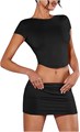 Стильный молодёжный комплект из двух предметов Milumia с кроп-топом и облегающей мини-юбкой, 94% полиэстер 11300429