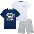 Комплект активной одежды AEROPOSTALE для мальчиков - 3 предмета: футболки с короткими рукавами и шорты из флиса (размеры: 8-12) 11268470
