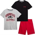 Комплект активной одежды AEROPOSTALE для мальчиков - 3 предмета: футболки с короткими рукавами и шорты из флиса (размеры: 8-12) 11268470
