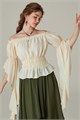 Женская рубашка в стиле ренессанса от Scarlet Darkness с рюшами, открытыми плечами и из легкой ткани 11277609