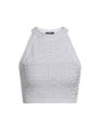 Кроп-топ с глиттерным монограммным узором от Balmain, без рукавов, с открытой спиной, 82% вискозы 11013247
