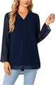 Женская осенняя блузка LYANER с V-образным вырезом и рукавами 3/4, двойным слоем, шифоновая туника 11269773