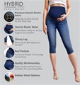 Узкие капри для беременных Hybrid &amp, Company из стретч-денима с высокой талией, комфортные и стильные, 70% хлопок 10023108