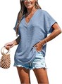 Модная летняя блузка CUPSHE с короткими рукавами и V-образным вырезом, свободного кроя, идеальна для пляжа и отдыха 11276888