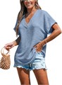 Модная летняя блузка CUPSHE с короткими рукавами и V-образным вырезом, свободного кроя, идеальна для пляжа и отдыха 11276888