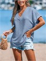 Модная летняя блузка CUPSHE с короткими рукавами и V-образным вырезом, свободного кроя, идеальна для пляжа и отдыха 11276888